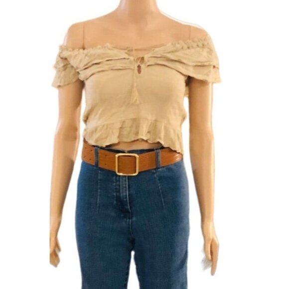 Express Womens Off the Shoulder Peplum Blouse‎ XS Prairie Rustic Boho Chic - Picture 1 of 6